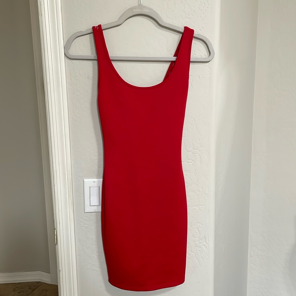 Wetseal Red Mini Dress with Sheer Floral Back Design